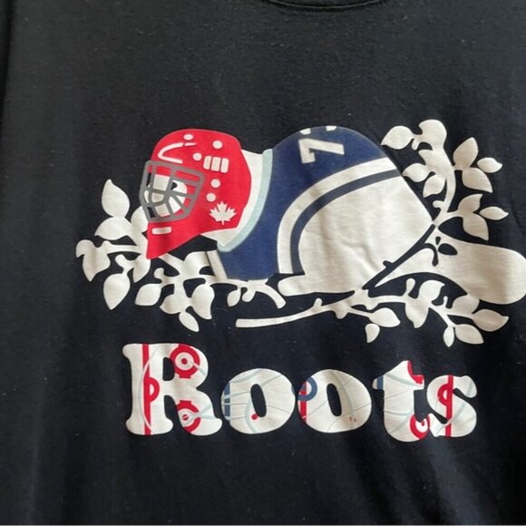 Roots winter beaver logo organic cotton long sleeve shirt Sz L - Picture 3 of 8